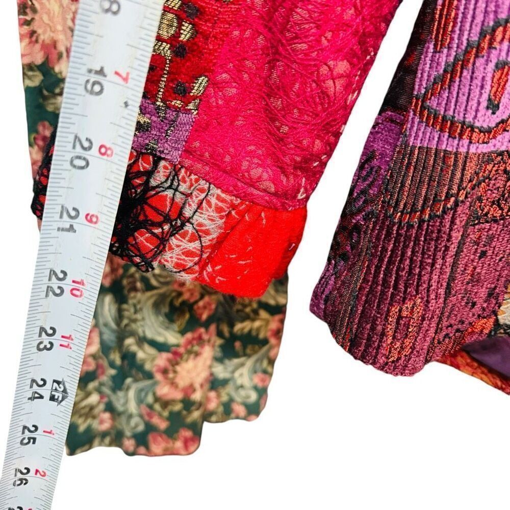 Vintage Lindi Silk-Blend Embroidered Patchwork Coat Size Small - Picture 12 of 12